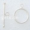 Sterling Silver Toggle Clasp, 925 Sterling Silver, Round, plated, single-strand 21mm, 26mm Approx 2mm 