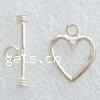 Sterling Silver Toggle Clasp, 925 Sterling Silver, Heart, plated, smooth & single-strand 18mm 