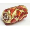 Gold Foil Lampwork Beads, Round tube, with red bumpy pattern,  17X10mm, Sold by PC