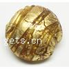 Gold Foil Lampwork Beads, flat round, 16x8mm, Sold by PC