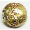 Gold Foil Lampwork Beads, flat round, dot pattern, 15x8mm, Sold by PC