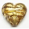 Gold Foil Lampwork Beads, Heart, 15x8mm, Sold by PC