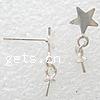 Sterling Silver Earring Drop Component, 925 Sterling Silver, Star, plated 11.5mm 