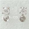 Sterling Silver Earring Drop Component, 925 Sterling Silver, Flat Round, plated, with cubic zirconia 