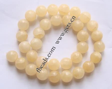 perles en Jade jaune, jaune de jade, Rond, multiple tailles pour le choix, Longueur:16 pouce, Vendu par brin