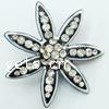 Hair Slide, brass setting with rhinestone, Flower, 46x40mm , Sold by Bag