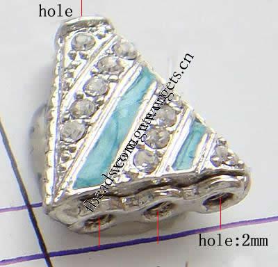 Zinc Alloy Cone Beads, plated, with Mideast rhinestone & enamel, more colors for choice, nickel free, 15x17mm, Sold By PC