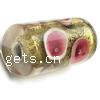 Gold Foil Lampwork Beads, Round tube, with inner flower pattern 