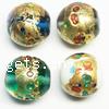 Gold Foil Lampwork Beads, Round Shape 15mm 