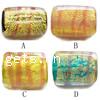 Gold Foil Lampwork Beads, rectangle, more colors for choice, 21X14X9mm, Sold by PC