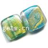 Gold Foil Lampwork Beads, Square, more colors for choice, 18X18x10mm, Sold by PC
