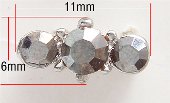 Barra separadora de diamantes de imitación, con aleación de zinc, chapado, enchapado grueso más que los 3μm & 3-aro & con diamantes de imitación de Mideast, más colores para la opción, libre de níquel, 11x6mm, Vendido por UD