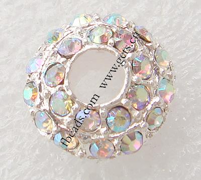 Strass Europa Perlen, mit Zinklegierung, Rondell, plattiert, keine, frei von Kadmium, 16x8mm, Bohrung:ca. 5mm, verkauft von PC