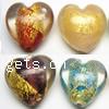 Gold Foil Lampwork Beads, Heart, more colors for choice, 15X10mm, Sold by PC