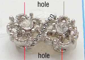 Rhinestone Zinc Alloy Connector, Flower, plated, with Mideast rhinestone, more colors for choice, Grade A, 13x7x4mm, Sold By PC