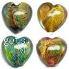 Gold Foil Lampwork Beads, Heart, more colors for choice, 14X8mm, Sold by PC