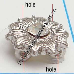 Rhinestone Zinc Alloy Connector, Flower, plated, with Mideast rhinestone, more colors for choice, nickel free, Grade A, 12x12x4mm, Sold By PC