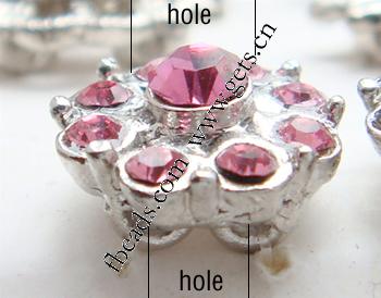 Rhinestone Zinc Alloy Connector, Flower, plated, with Mideast rhinestone, more colors for choice, nickel, lead & cadmium free, Grade A, 11x11x4mm, Sold By PC