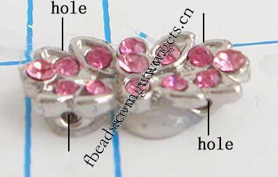 Rhinestone Zinc Alloy Connector, plated, with Mideast rhinestone, more colors for choice, nickel, lead & cadmium free, Grade A, 16x8mm, Sold By PC