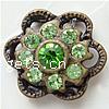 Rhinestone Spacer Bar, with Zinc Alloy, Flower, plated, plating thickness more than 3μm & with Mideast rhinestone lead & nickel free 