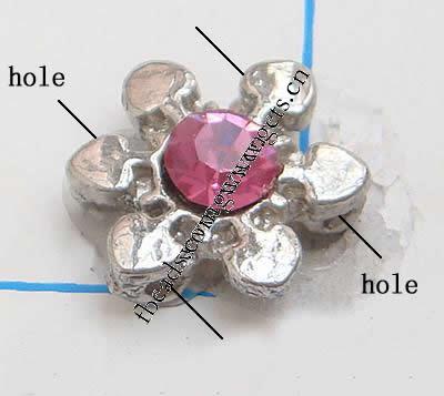 Rhinestone Zinc Alloy Connector, Flower, plated, plating thickness more than 3μm & with Mideast rhinestone, more colors for choice, Grade A, 13mm, Sold By PC