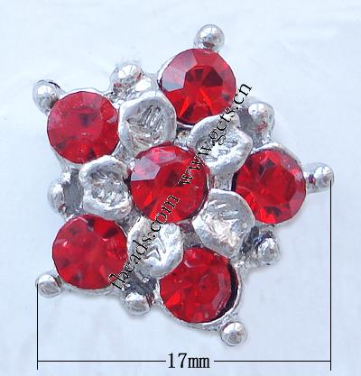 Rhinestone Spacer Bar, with Zinc Alloy, Flower, plated, Customized & 2-strand, more colors for choice, nickel free, 17x17mm, Sold By PC