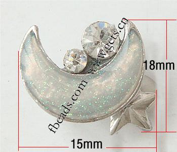 Zinc Alloy Magnetic Clasp, with enamel, Moon, plated, enamel, more colors for choice, 18x15x9mm, Sold By PC
