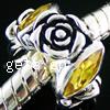 Rhinestone Zinc Alloy European Beads, Flower, plated, without troll & with rhinestone Approx 4.5mm 