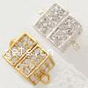 Zinc Alloy Magnetic Clasp, Cube, plated, magnetism about 3000 gauss & with rhinestone & single-strand 