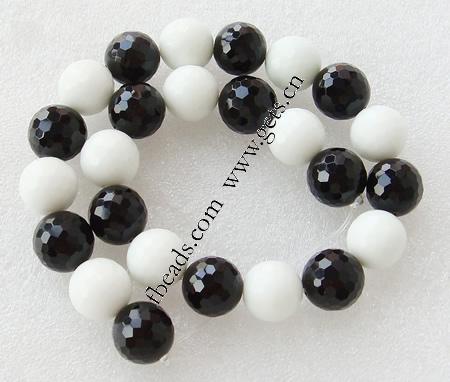 Mixed Gemstone Beads, with Natural Black Obsidian & White Agate, Round, more sizes for choice & faceted, Hole:Approx 1~1.5mm, Length:15 Inch, Sold By Strand
