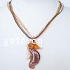 Lampwork Jewelry Necklace, with Wax Cord & Ribbon, Seahorse, gold sand Inch 