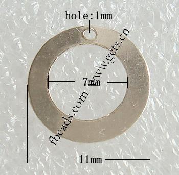 Etiqueta de plata de rey, plata de ley 925, Donut, chapado, más colores para la opción, 11x11x0.5mm, agujero:aproximado 1mm, Vendido por UD
