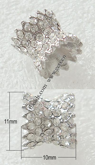 Flower Cap Rhinestone Spacer, with Zinc Alloy, plated, with Mideast rhinestone, more colors for choice, lead & nickel free, 11x10mm, Hole:Approx 4.5mm, Sold By PC