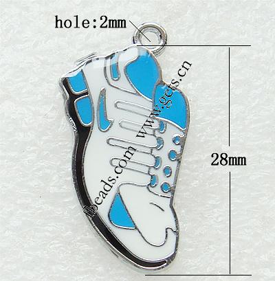 Zinklegierung Schuhe Anhänger, mit Emaille, plattiert, Emaille, keine, 27x28x2mm, Bohrung:ca. 2mm, verkauft von PC