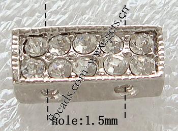 Barra separadora de diamantes de imitación, Rectángular, chapado, con diamantes de imitación de Mideast & 2-sarta, más colores para la opción, libre de níquel, plomo & cadmio, 13x6mm, agujero:aproximado 1.5mm, Vendido por UD