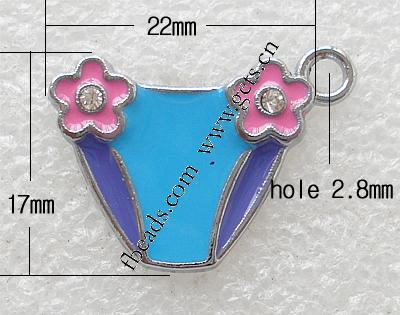 Garment Shaped Zinc Alloy Pendants, plated, enamel, more colors for choice, 22x17x1.1mm, Hole:Approx 2.8mm, Sold By PC