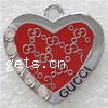 Zinc Alloy Enamel Pendants, Heart, plated, with letter pattern & with rhinestone Approx 2.5mm 