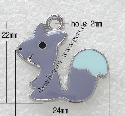 Pendentifs animaux en alliage de zinc, écureuil, Placage, émail, plus de couleurs à choisir, 24x22x2mm, Trou:Environ 2mm, Vendu par PC