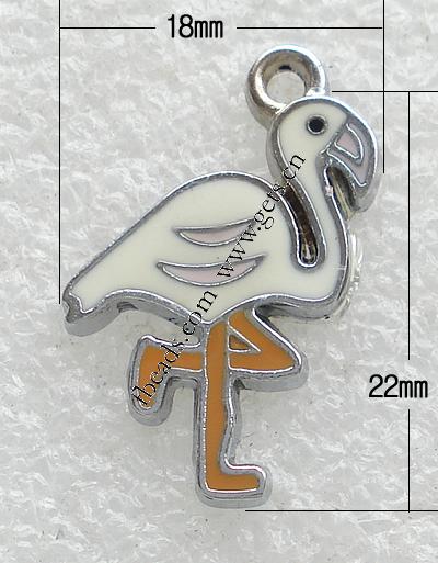 Pendentifs émail, alliage de zinc, Grue, Placage, plus de couleurs à choisir, 22x18x2mm, Trou:Environ 2mm, Vendu par PC