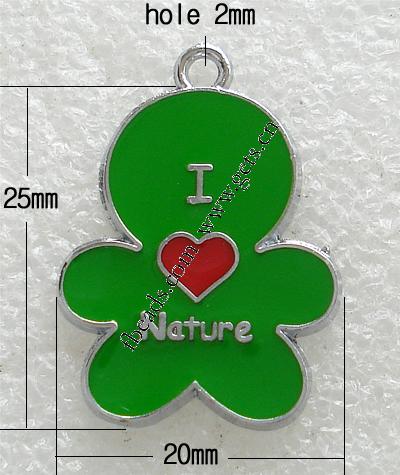 Pendentifs émail, alliage de zinc, Dessin animé, Placage, plus de couleurs à choisir, 25x20x2mm, Trou:Environ 2mm, Vendu par PC