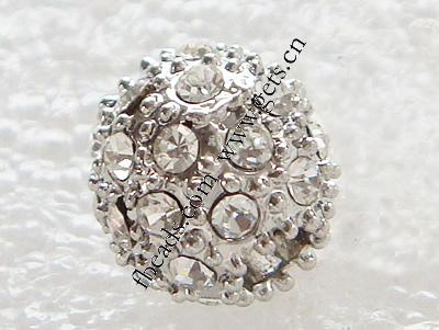 Strass Zinklegierung Perlen, mit Zinklegierung, rund, plattiert, keine, frei von Blei, 10x10mm, Bohrung:ca. 3.5mm, verkauft von PC