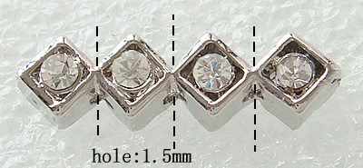 Barra separadora de diamantes de imitación, con aleación de zinc, chapado, 3-aro & con diamantes de imitación de Mideast, más colores para la opción, libre de níquel, plomo & cadmio, 20x6mm, agujero:aproximado 1.5mm, Vendido por UD