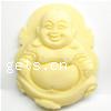 Imitation Yak Bone Resin Pendants, Buddha, yellow cream Approx 1mm 