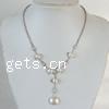 Collar de perlas de plata esterlina, Perlas cultivadas de agua dulce, con plata de ley 925, chapado en platina real, 15x15mm, longitud:17 Inch, Vendido por Sarta