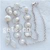 Collar de perlas de plata esterlina, Perlas cultivadas de agua dulce, con plata de ley 925, 24x10mm  15mm, longitud:16 Inch, Vendido por Sarta