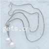 Sterling Silver Pearl Necklace, Freshwater Pearl, with 925 Sterling Silver, platinum plated, lantern chain  Inch 