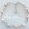 Pearl Sterling Silver Bracelets, Freshwater Pearl, with 925 Sterling Silver .5 Inch 