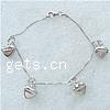 Sterling Silver Bracelets, 925 Sterling Silver, Heart, platinum plated, charm bracelet & box chain Inch 
