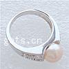 Cultured Freshwater Pearl Finger Ring, 925 Sterling Silver, with pearl, with cubic zirconia US Ring .5 