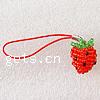 Fashion Mobile Phone Lanyard, Glass Seed Beads, with Nylon Cord, Strawberry .2 Inch 